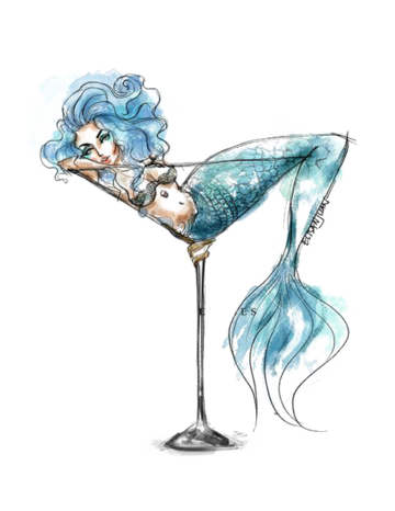 Victorian By The Bay Mermaid in a martini glass